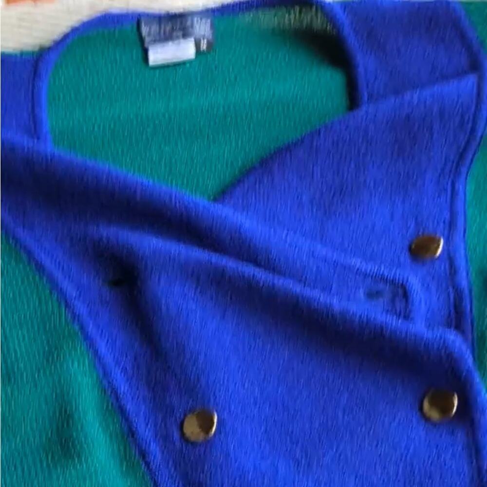 Kathryn Conover Sweater Top Puff Sleeves 80s Vintage Green Blue Women’s Size M - Picture 5 of 15